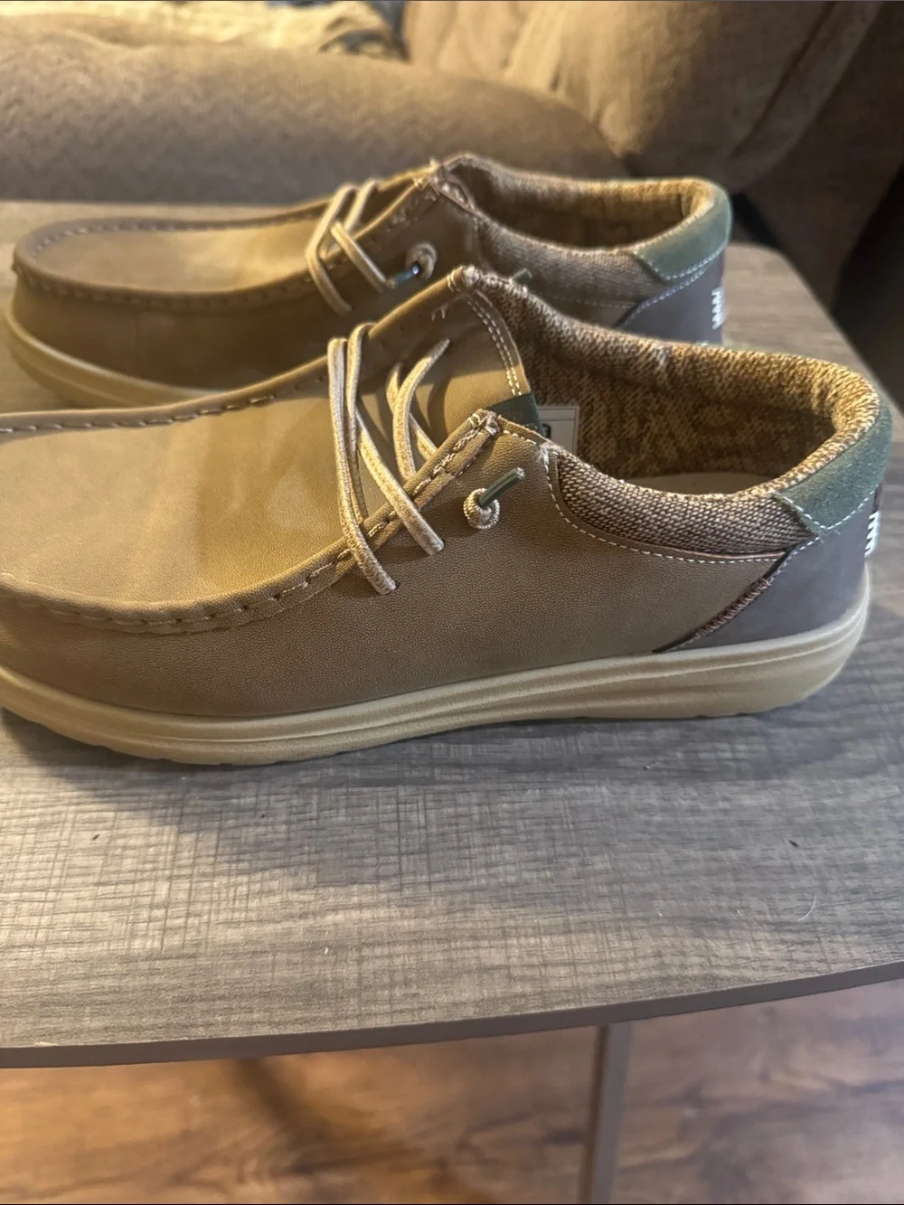 Hey Dude Men’s Tan & Olive Slip-On Loafers